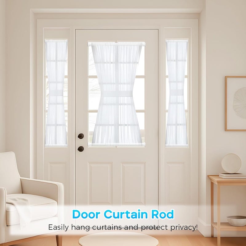 ZipGlo Tension Curtain Rod 12-20inches Small Tension Rods White Adjustable Spring Tension Curtain Rods 2 Pack Mini Curtain Rod Short for Cupboard Closet Rod Kitchen Drawers No Drill Cupboard Cabinets - Image 5